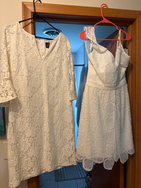 NWT Minuet off shoulder lace & Adrianna Papell 3/4 sleeve lace shift dress Sz 12